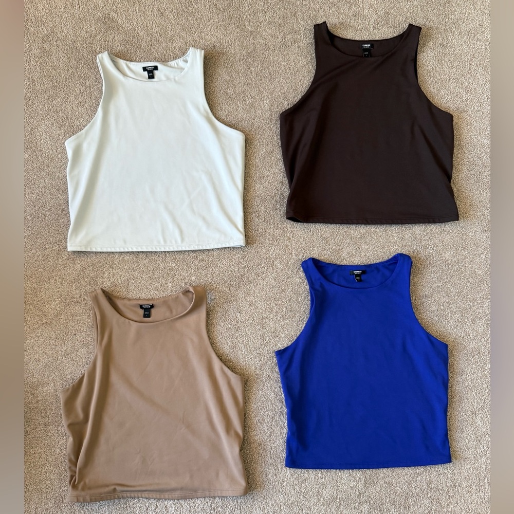 Express Women's Tank Tops - White, Brown, Tan, Blue